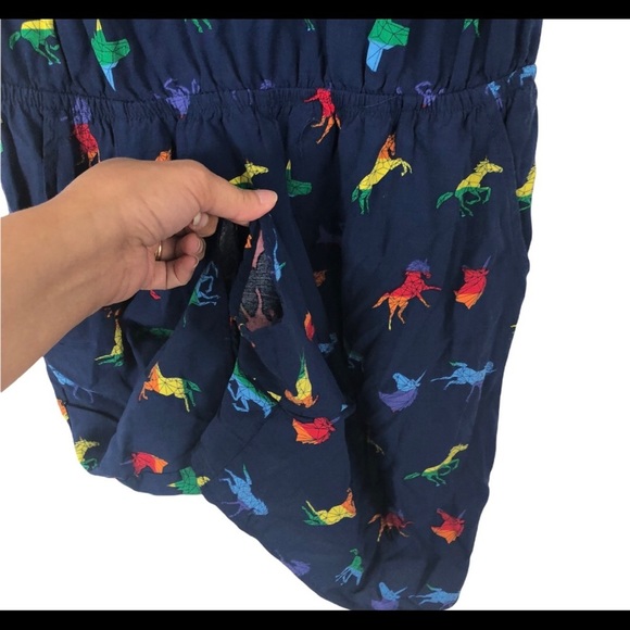 5x25 Unicorn Colorful sleeveless pockets Romper Size S - Picture 3 of 4